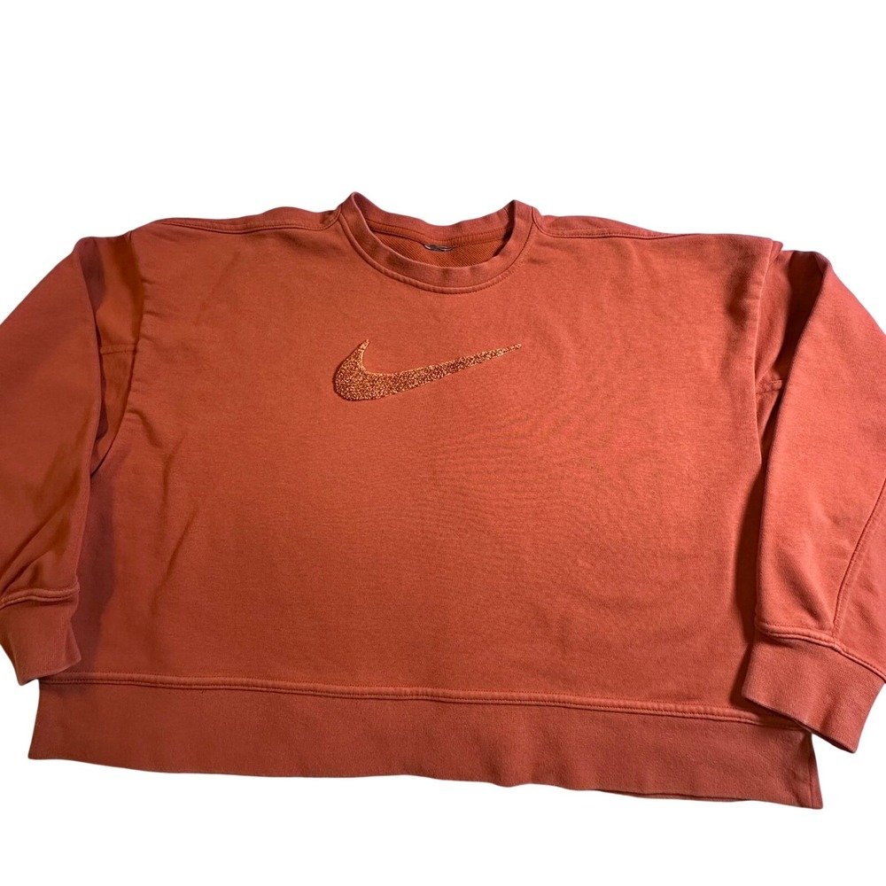 Nike Women Sportswear Essential Fleece Crewneck Sweatshirt Rust Orange